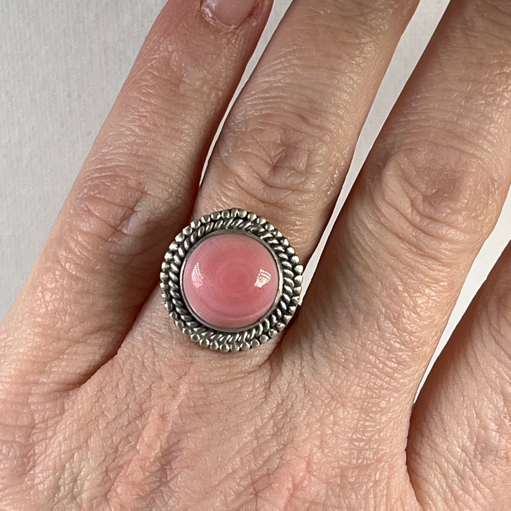 925 Solid Sterling Silver Pink Conch Shell Gemsto… - image 5